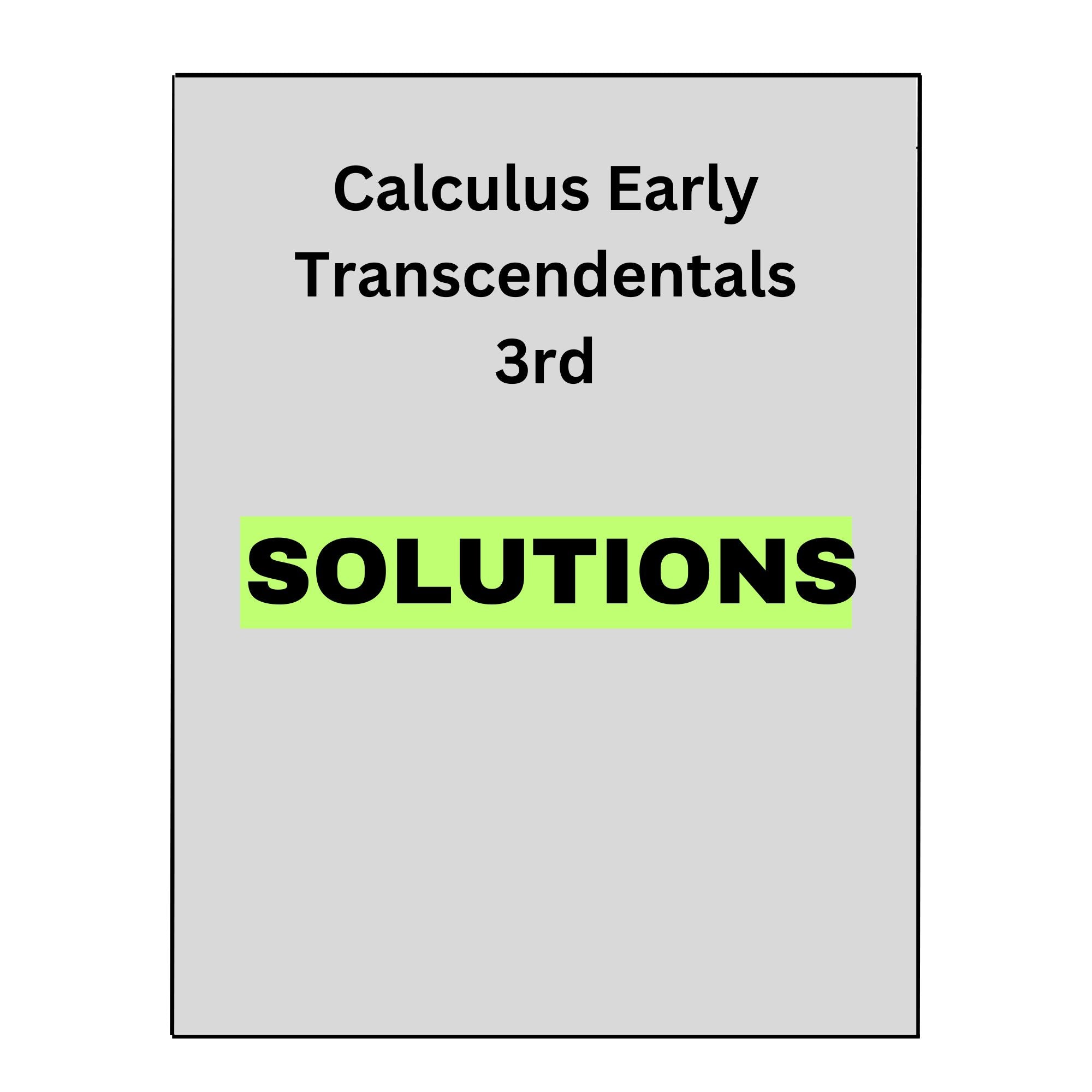 Solutions Manual for Calculus Early Transcendentals 3